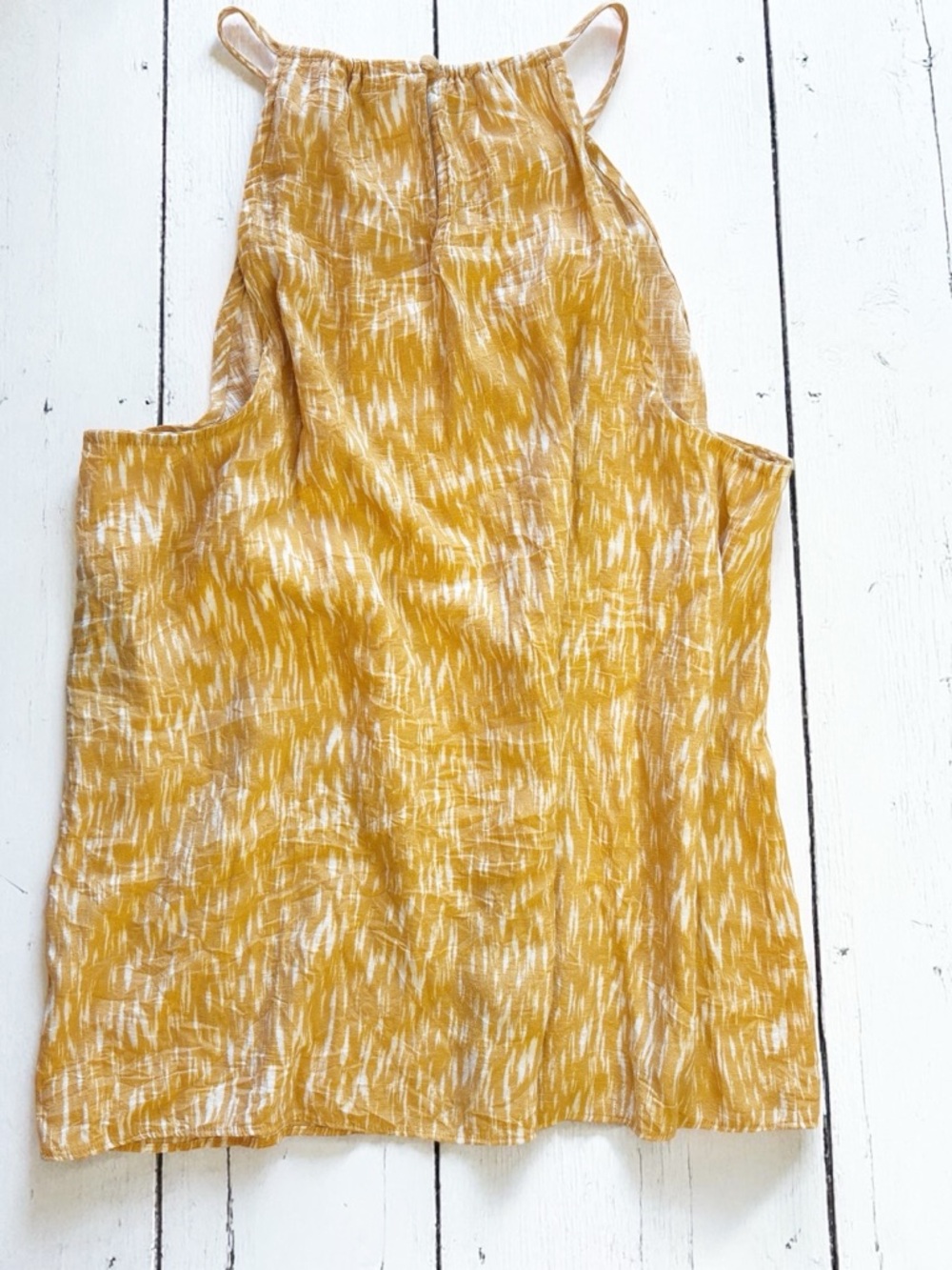 Nine West Mustard Yellow Halter Tank Top Ikat Print XL - Picture 3 of 6
